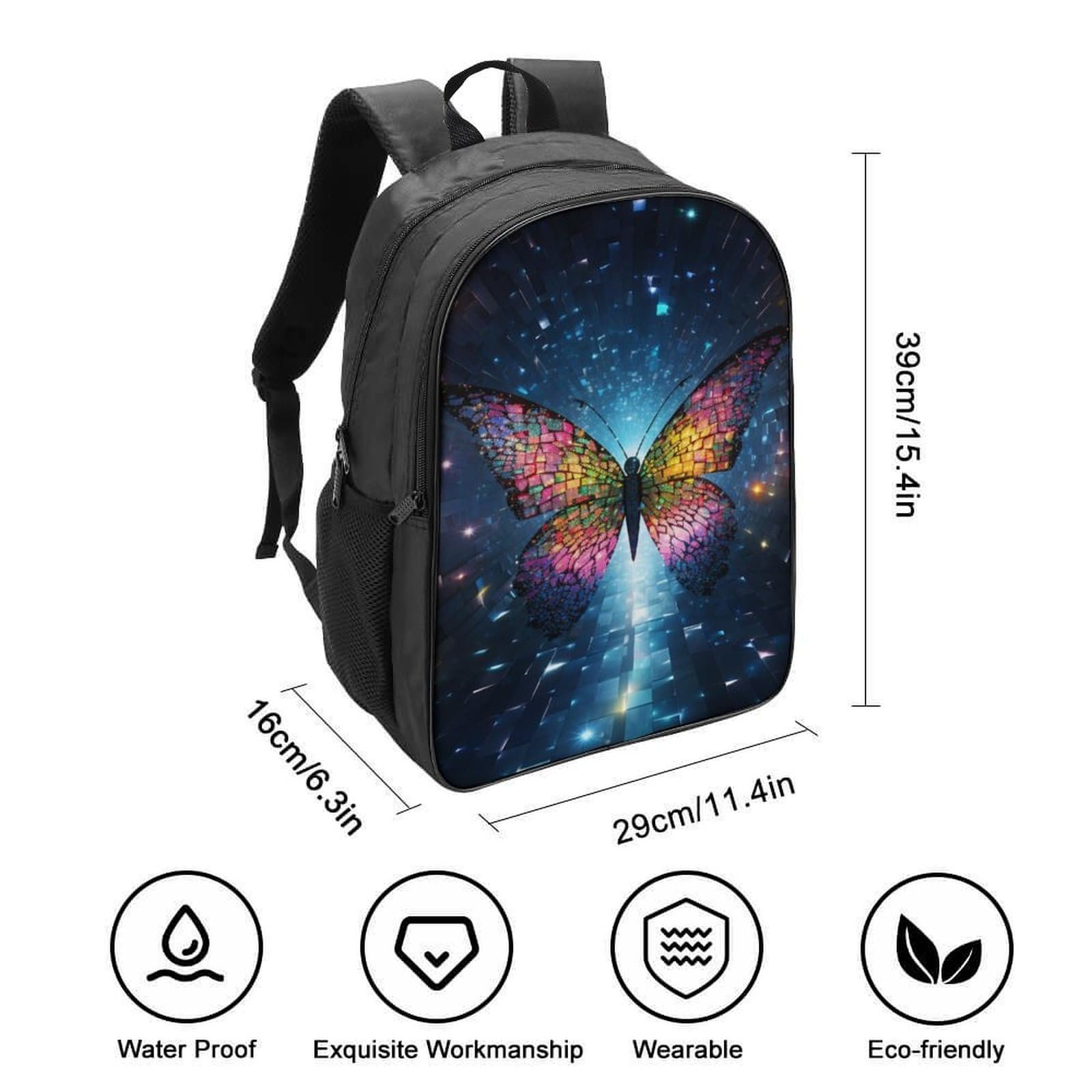Рюкзак DPEOANEBN Butterfly 3D, дитячий, великий, з метеликом, 40x28x16 см, фото №2
