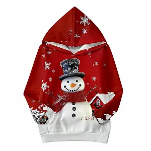 Детский рождественский свитер с капюшоном для девочек, графический принт с буквами, пуловер, топы с длинными рукавами, повседневный мягкий пуловер synthetic.ua - Фото 1