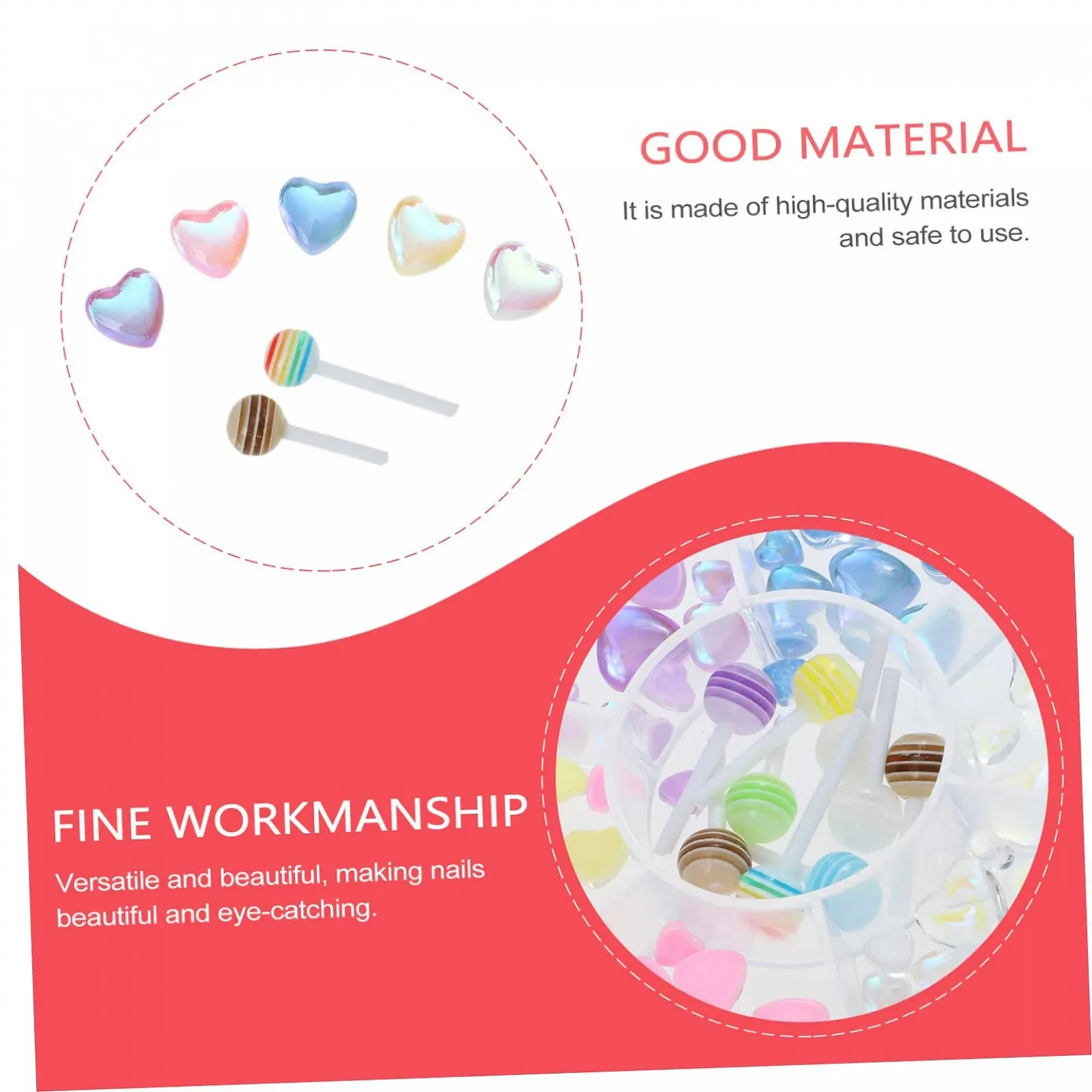 Прикраса для нігтів Серце Housoutil 3D смола, фото №3