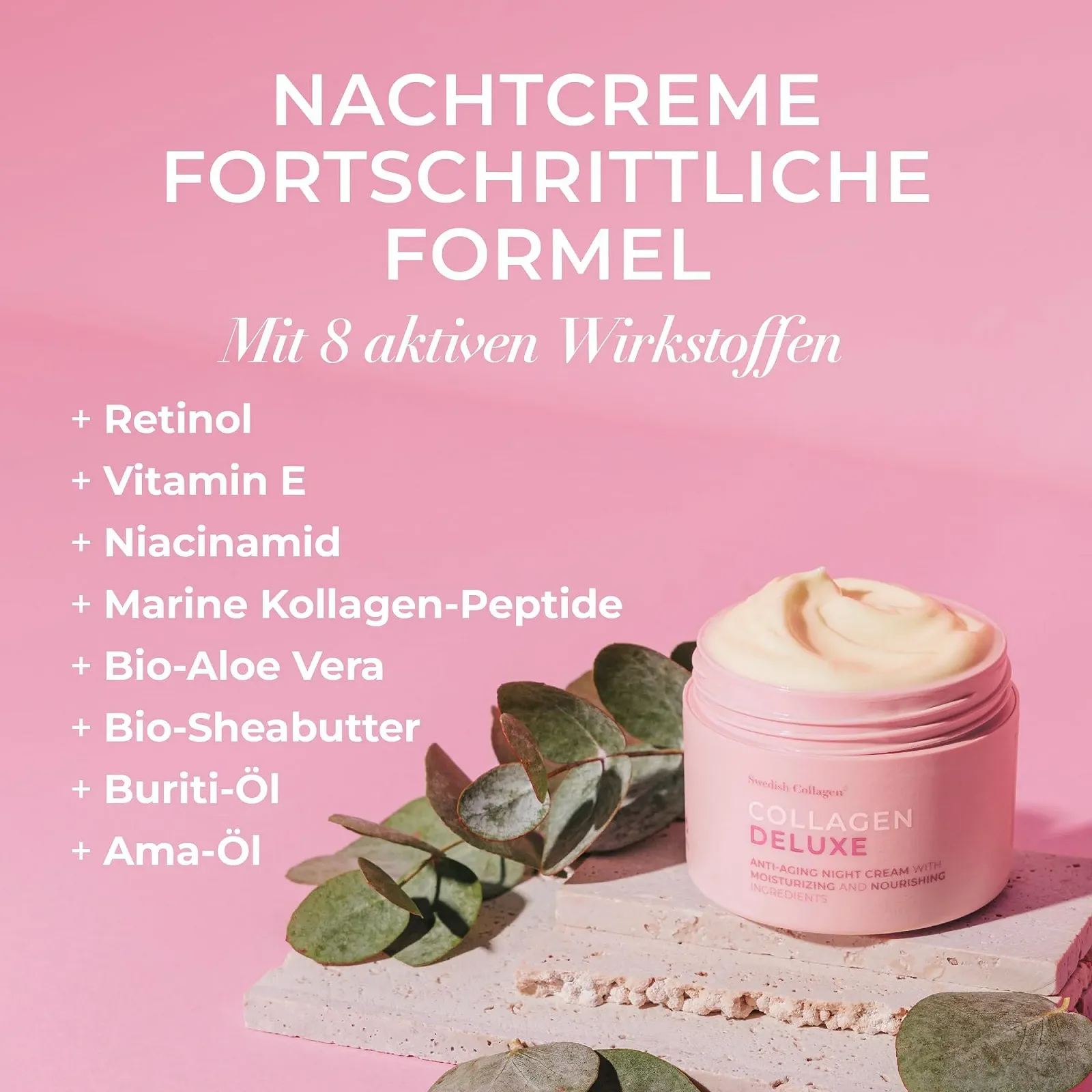 Набір денного та нічного кремів Swedish Collagen Deluxe Retinol для зволоження та сяйва шкіри з ретинолом, ніацинамідом та вітаміном E, фото №4 Набір денного та нічного кремів Swedish Collagen Deluxe Retinol для зволоження та сяйва шкіри з ретинолом, ніацинамідом та вітаміном E, фото №4