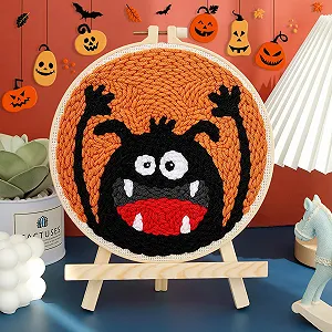 Набір для вишивання килимовою голкою JSRQT Halloween для дітей та дорослих з тканиною, нитками та допоміжними інструментами synthetic.ua - Фото 1