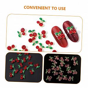 Украшение для ногтей Вишня FRCOLOR 96 шт. Заклепки для ногтей со стразами Форма вишни Фруктовые украшения для ногтей Блестящие аксессуары для ногтей Золотой декор Стразы для ногтей Miss Golden из сплава synthetic.ua - Фото 1