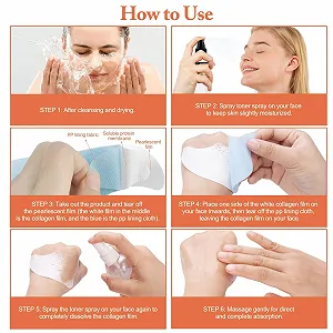 Маска Коллагеновая, Soluble Protein Mask, Collagen Film Mask для лифтинга нитями, для подтяжки кожи, способствует поглощению эссенции для лица, подтягивает линию подбородка (2 коробки) synthetic.ua - Фото 1