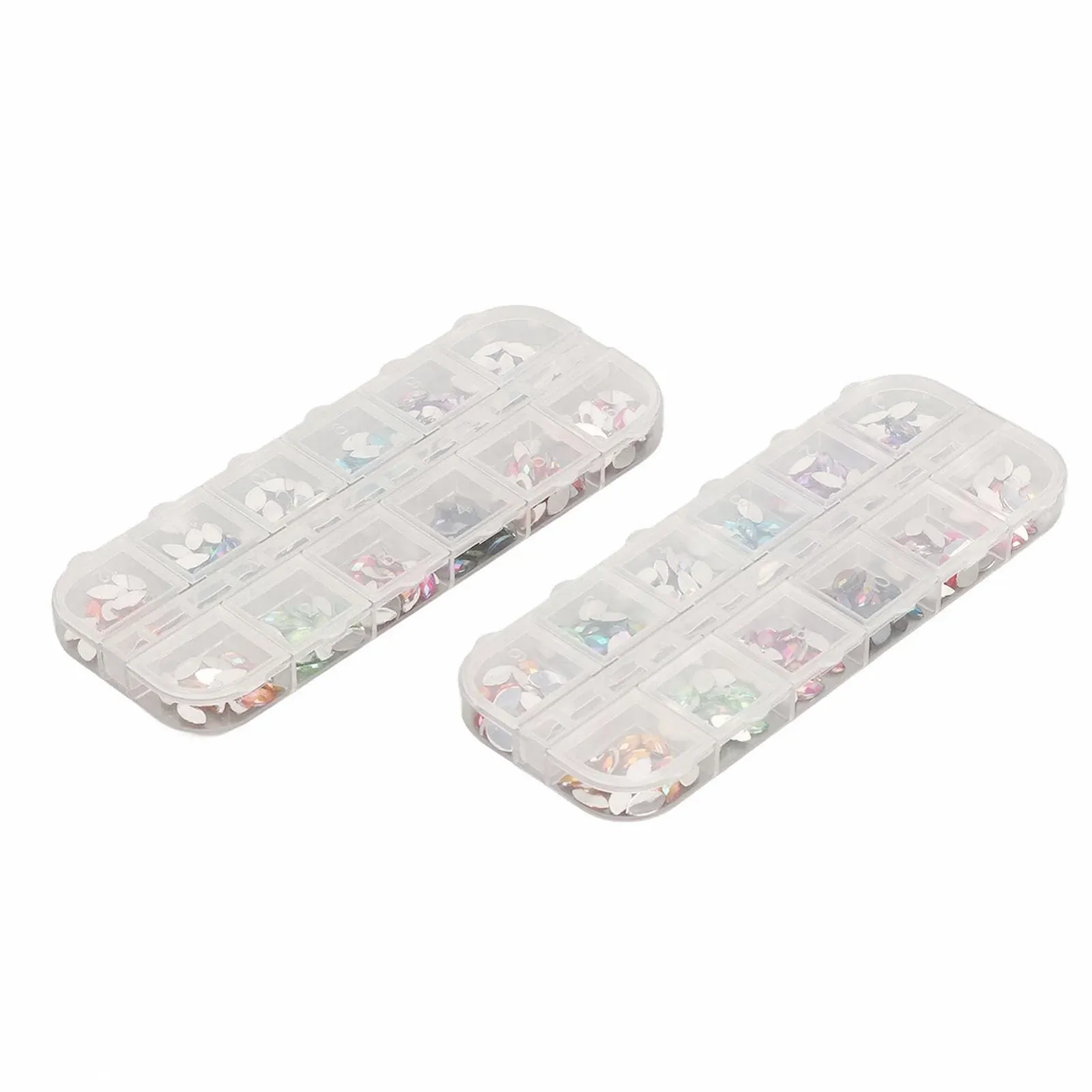 Стрази 2 коробки, Асорті яскравих кольорів, Плоскі, Для DIY макіяжу, Блискучі, Широко використовуються, фото №7