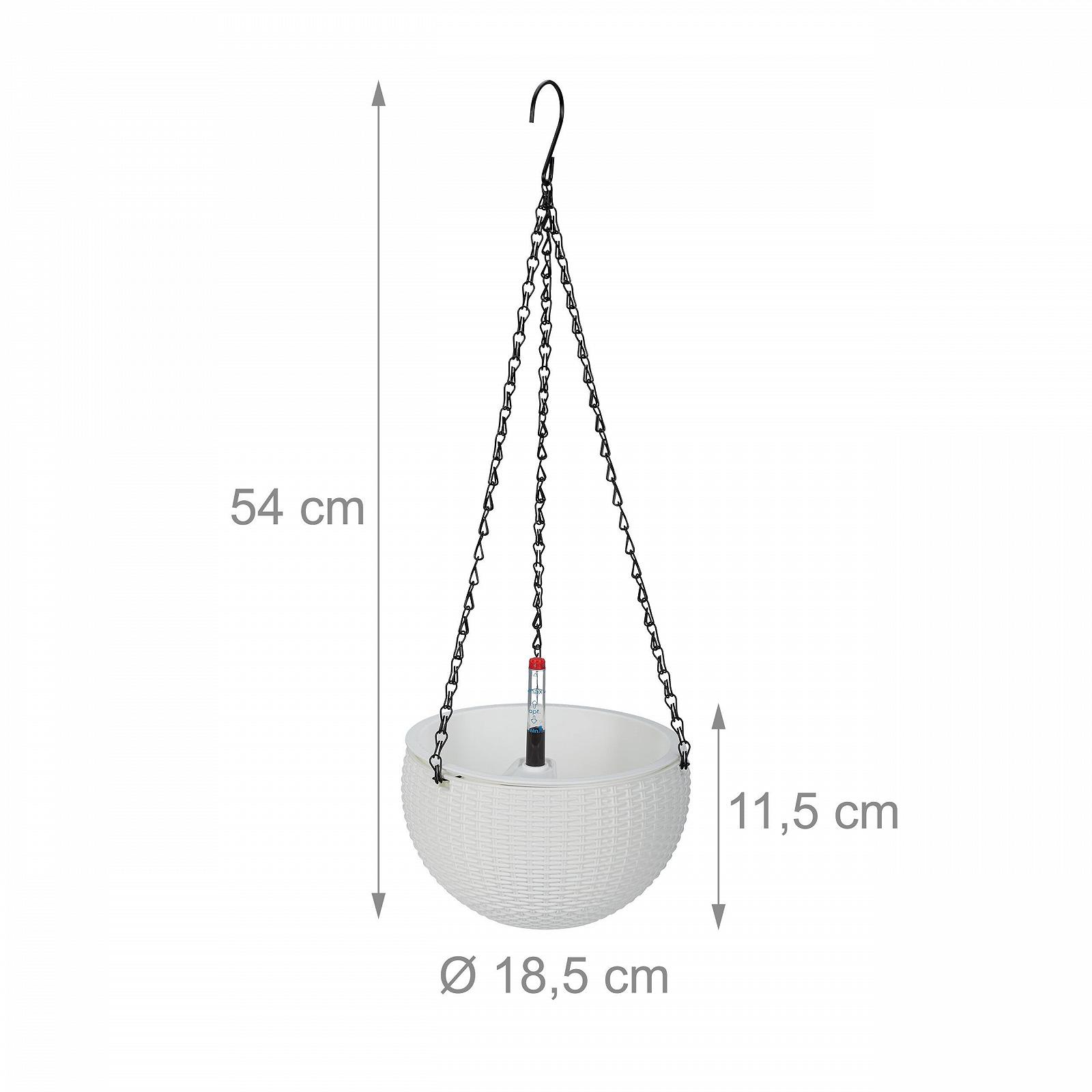 Підвісний кошик Relaxdays з резервуаром для води Набір з 2 шт. Плетений вигляд 54 x 18.5 cm Білий, фото №4