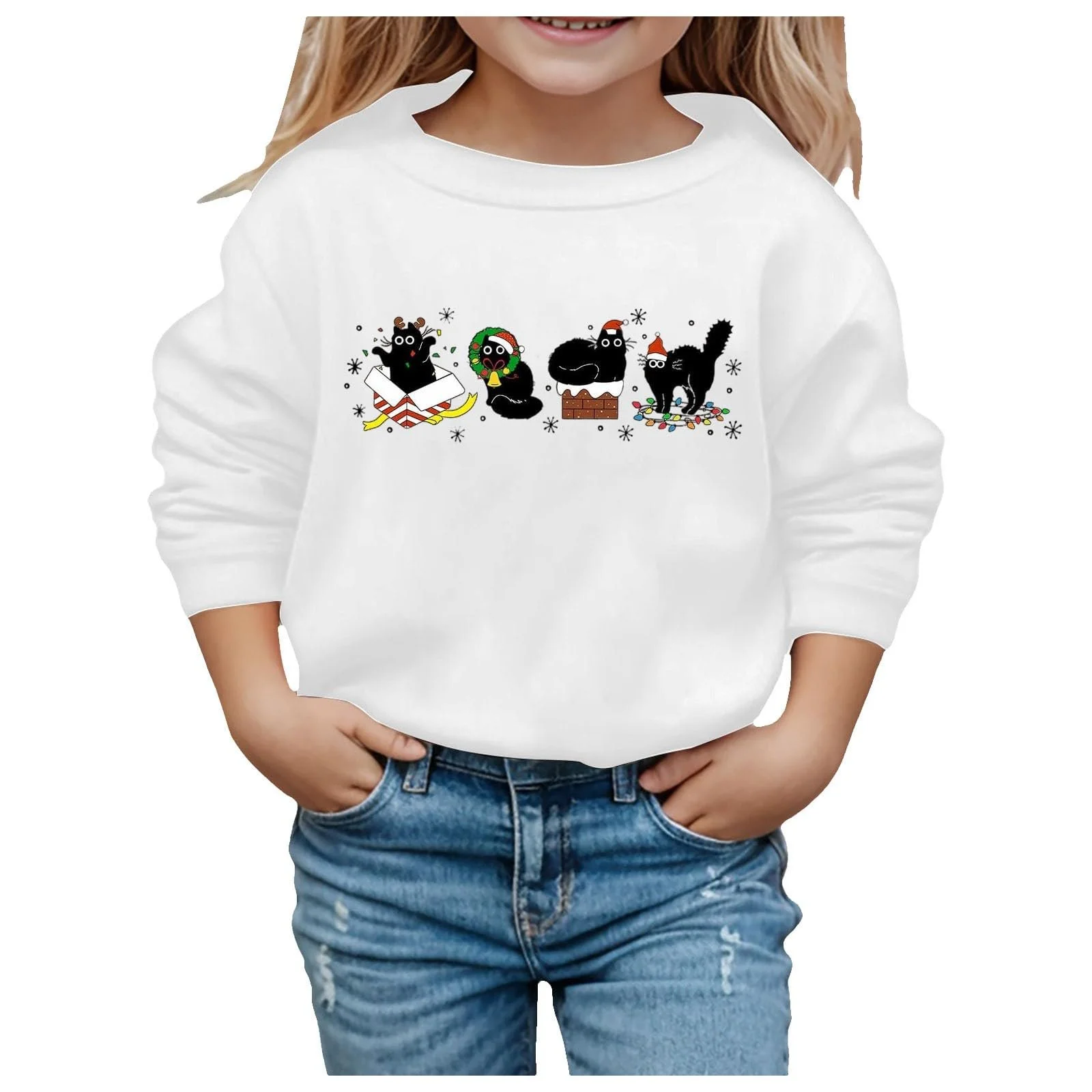 Різдвяний світшот для дітей, з принтом, з довгими рукавами, фото №1