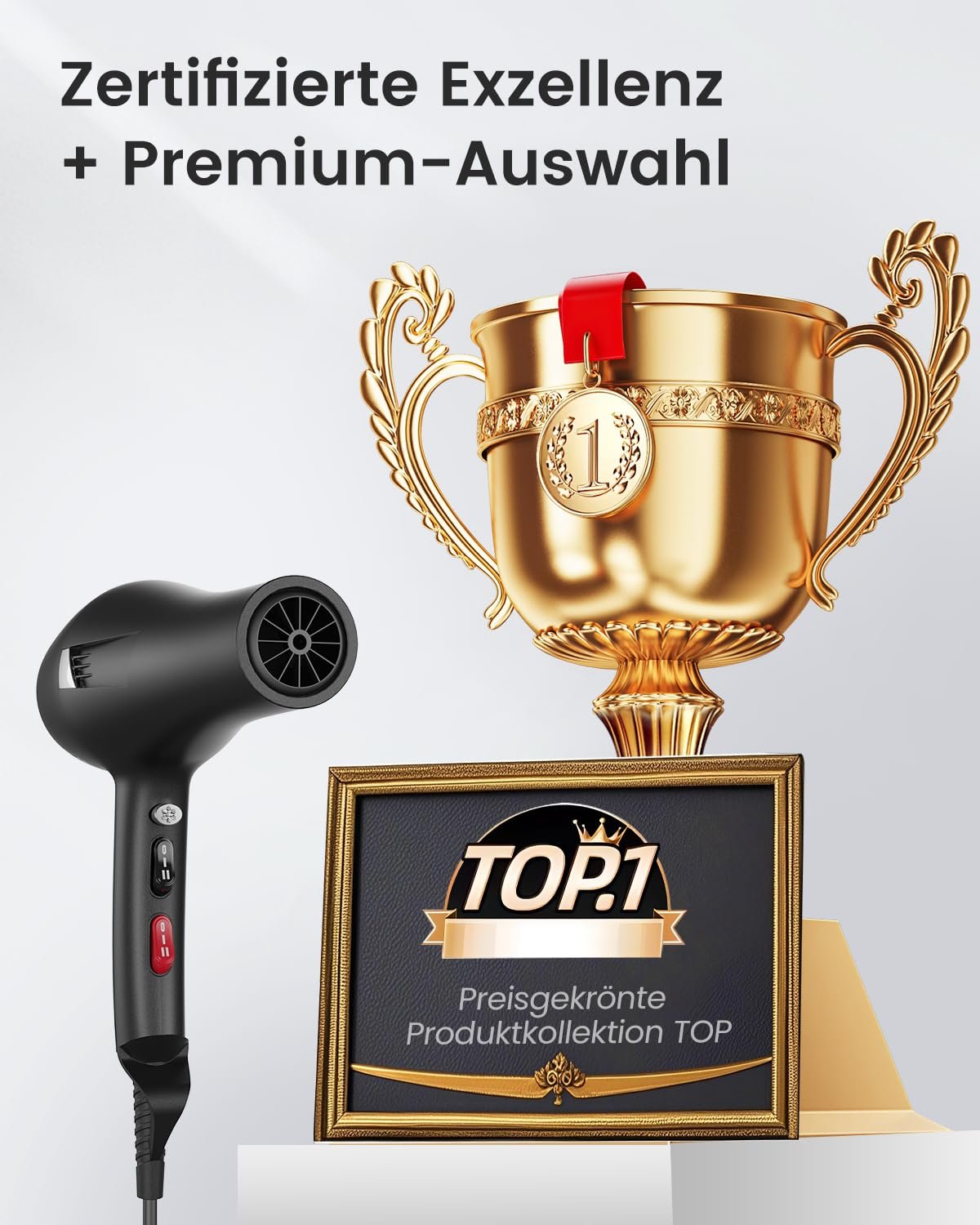 Фен Dekuri Ion Professional, с 1 диффузором, 2 насадками, 3 уровнями нагрева и 2 скоростями, кабель 2,5 метра, фото №9
