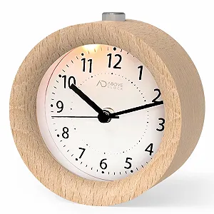 Аналоговий будильник aboveClock, безшумний, дерев'яний, з повтором сигналу - Фото 1