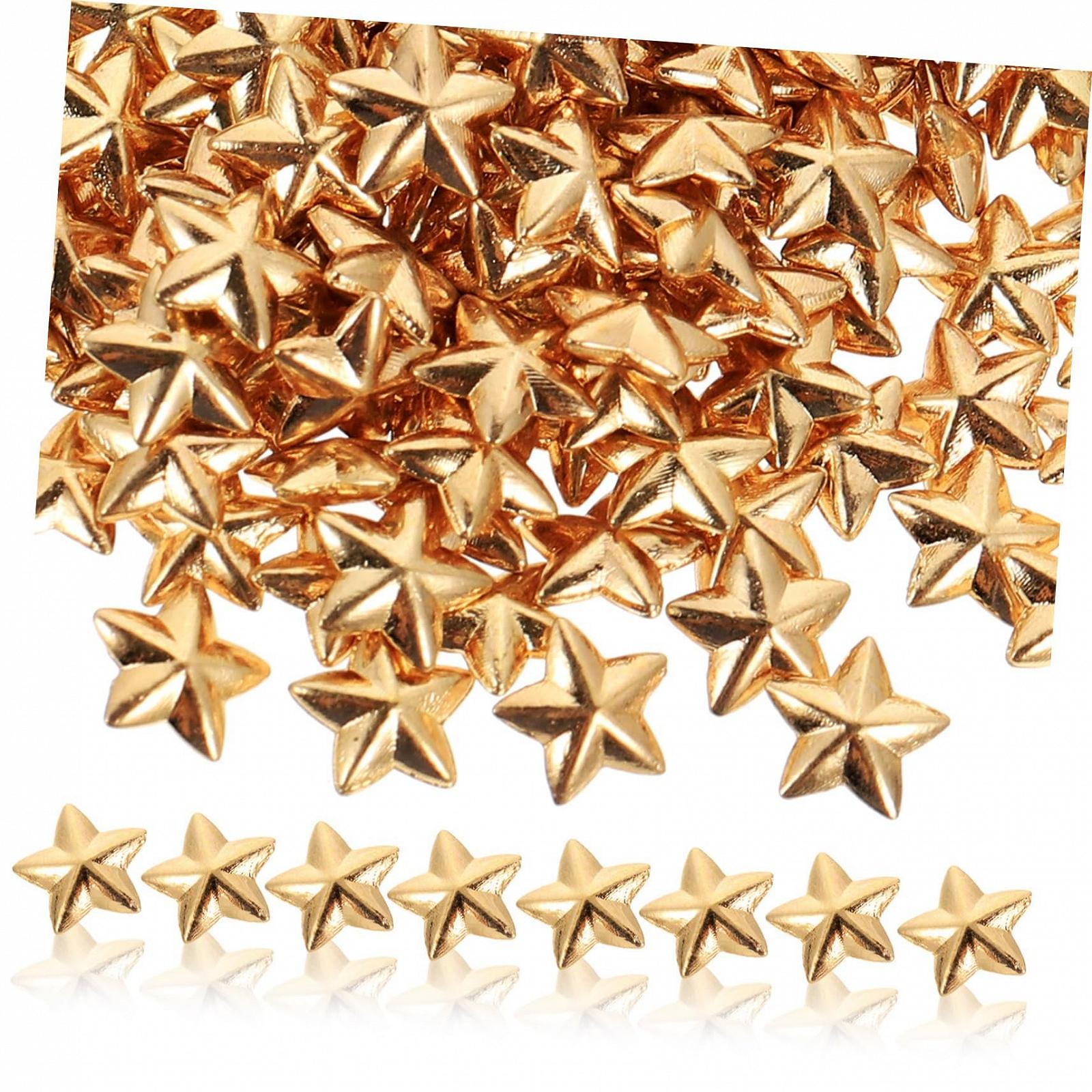 Пятиконечная звезда Nailkndy, цинковый сплав, золотой, 200 шт, фото №1
