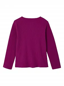 Рубашка для девочек Vertbaudet с вырезом и бантом, в рубчик synthetic.ua - Фото 1