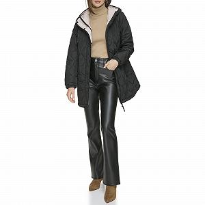 Пальто DKNY Жіноче стьобане на блискавці з капюшоном стьобане - Фото 1