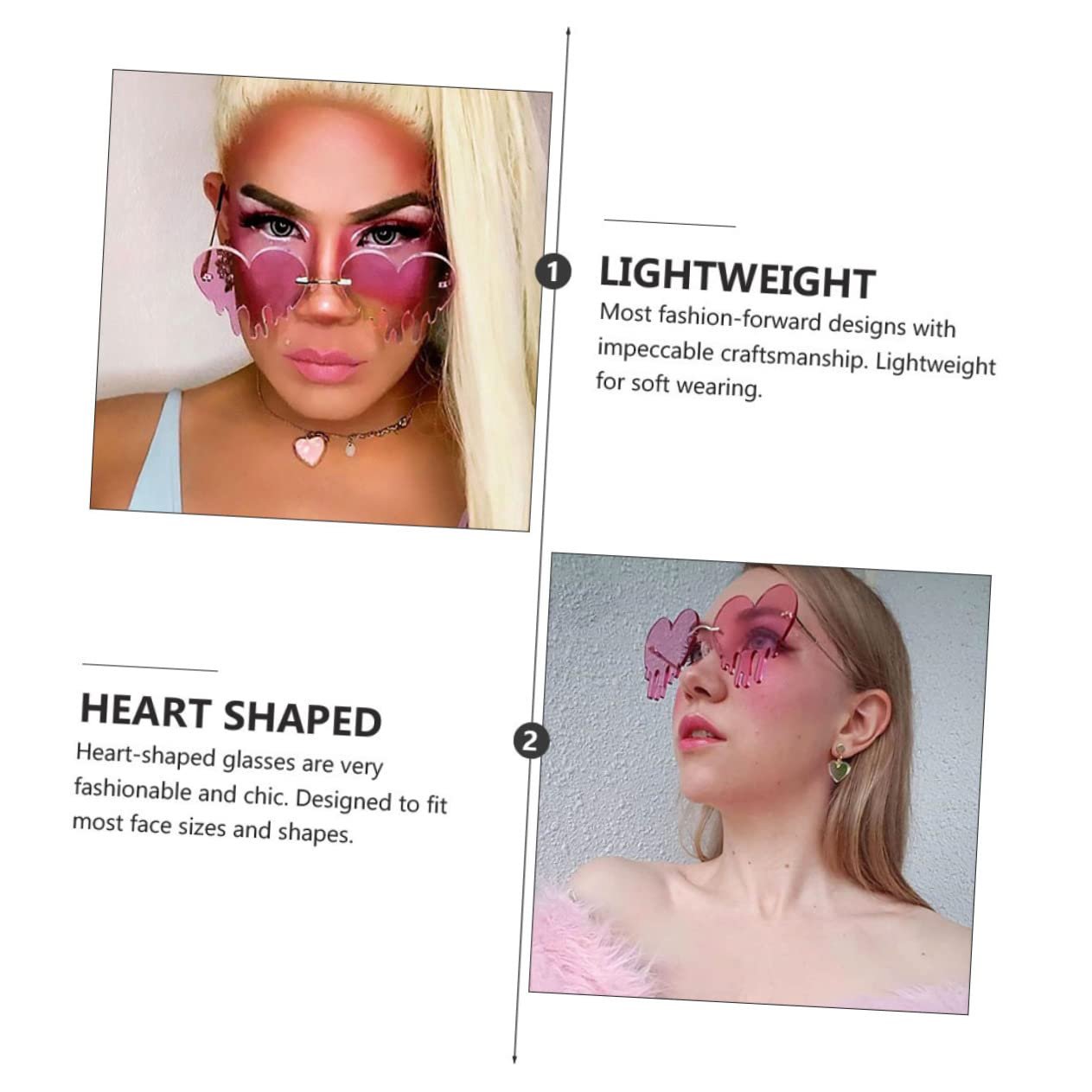 Сонцезахисні окуляри Серце Packove Модні 3 пари, фото №5