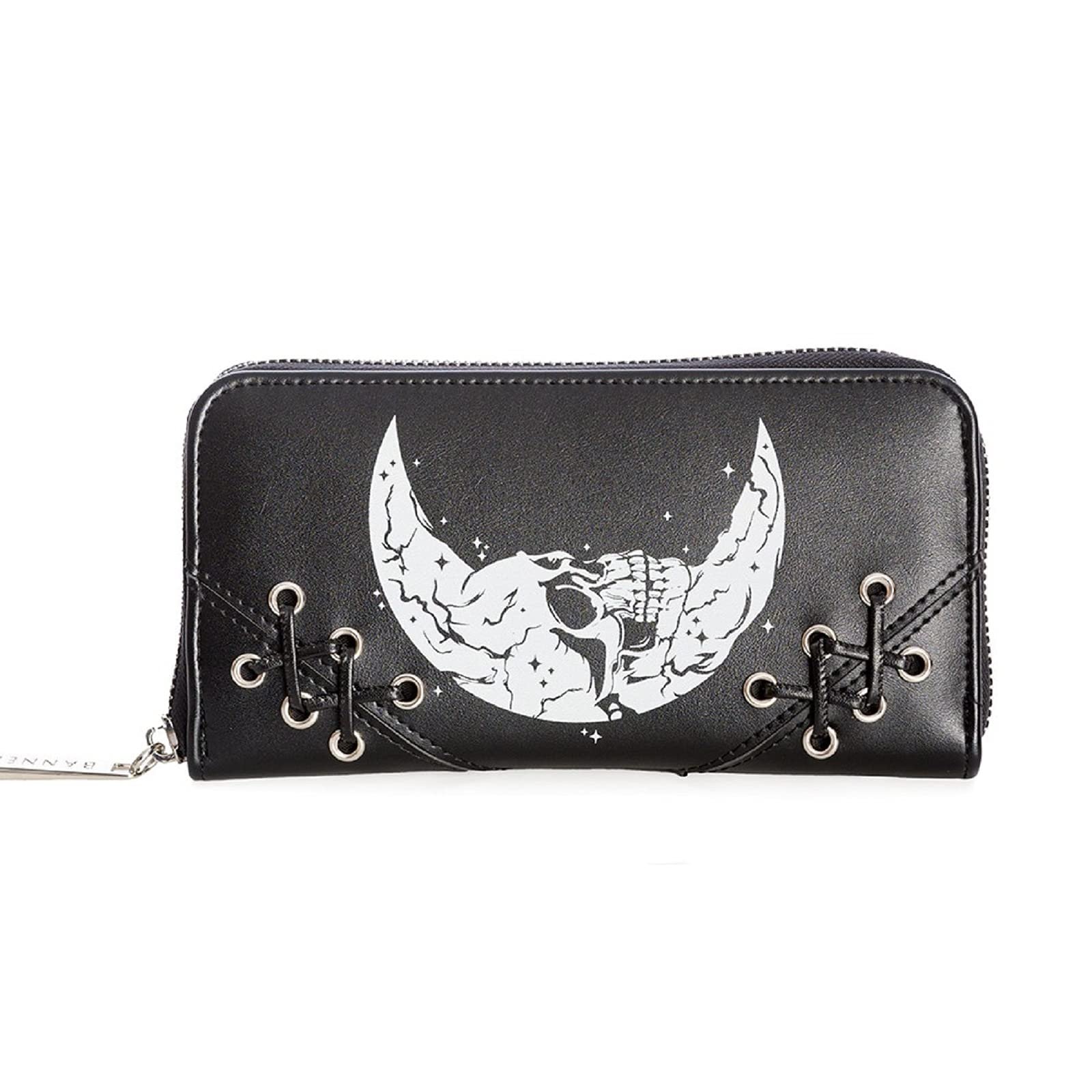 Кошелек Banned Alternative Gothic Chanters Skull Moon из искусственной кожи, черный, Streetwear, фото №1