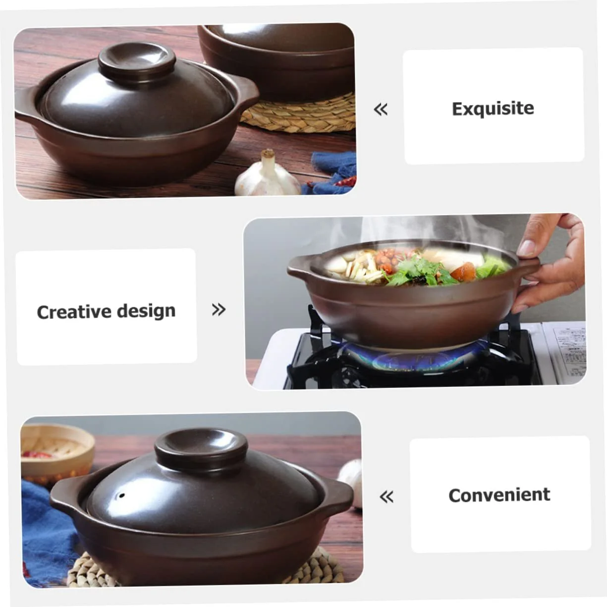 Кастрюля-жаровня Mobestech керамическая термостойкая с двойными ручками, фото №2