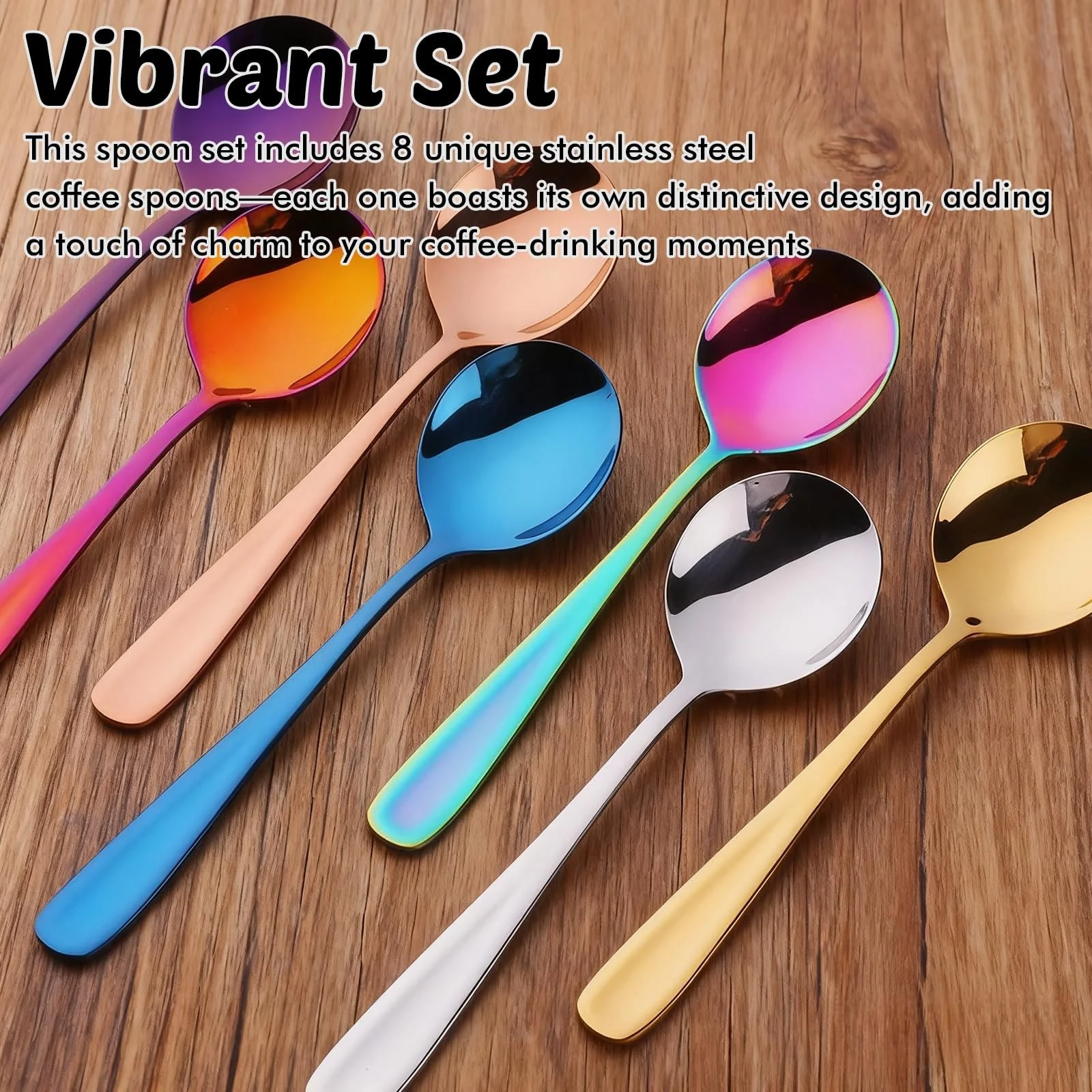Ложка Кавова з нержавіючої сталі 8 кольорів, фото №3
