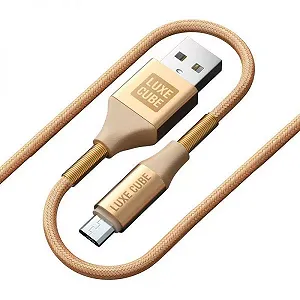 Кабель Luxe Cube Armored USB-microUSB 1м золотистый 8886669689204 - Фото 1