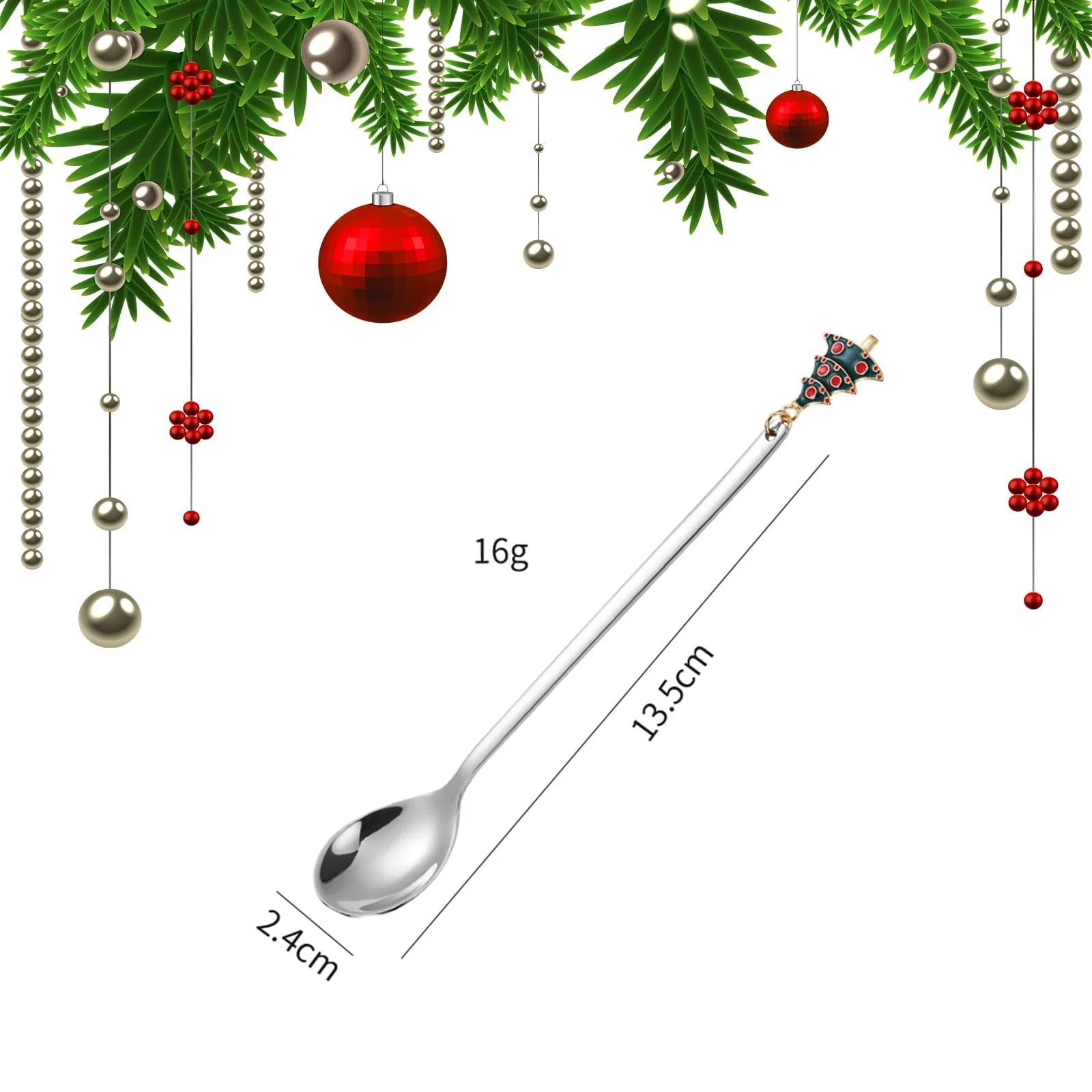 Ложка Різдвяна, Набір з 6 ложок з нержавіючої сталі, фото №2