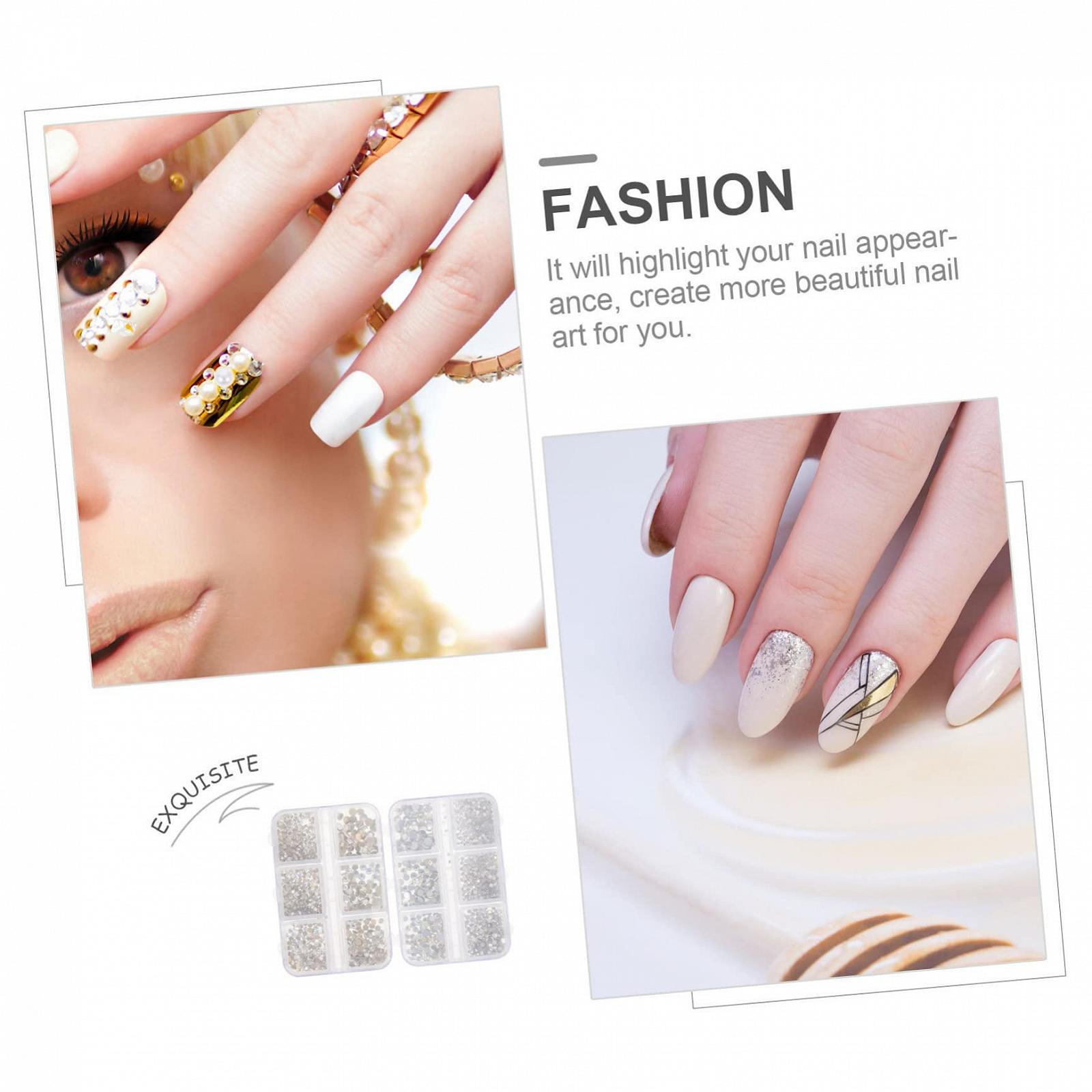 Украшения для ногтей Белый FRCOLOR 8 коробок de Cristal Para Уникальные украшения для ногтей DIY Маникюрные украшения DIY Аксессуары для ногтей Блестки Набор для ногтей Стразы Плоский дриль, фото №8