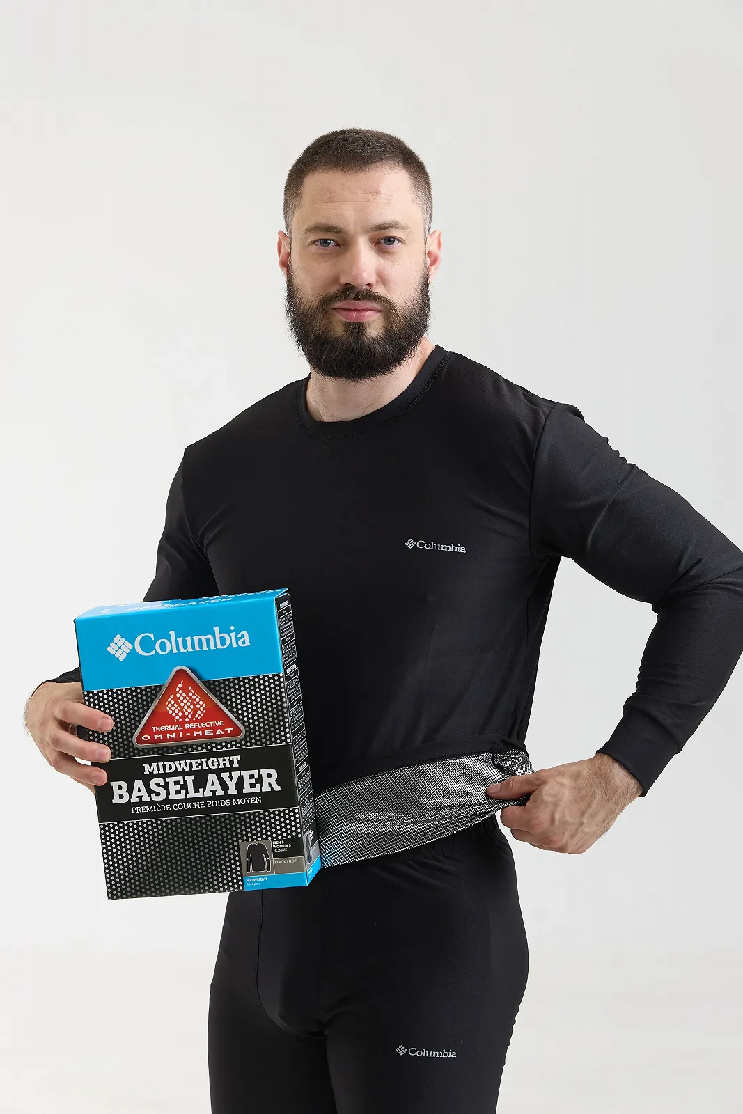 Термобілизна чоловіча Columbia omni-heat чорний комлпект зимовий з технологією збереження тепла Коламбія омні хіт, фото №8