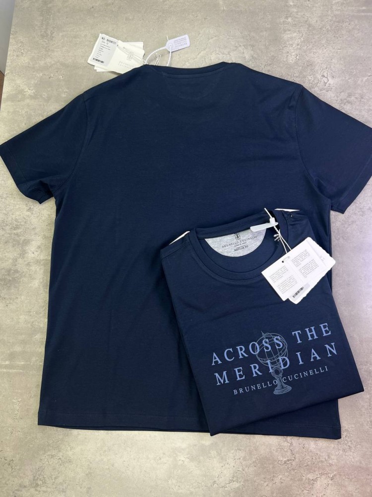 Футболка Brunello Cucinelli Across The Meridian синя f666, фото №5 Футболка Brunello Cucinelli Across The Meridian синя f666, фото №5
