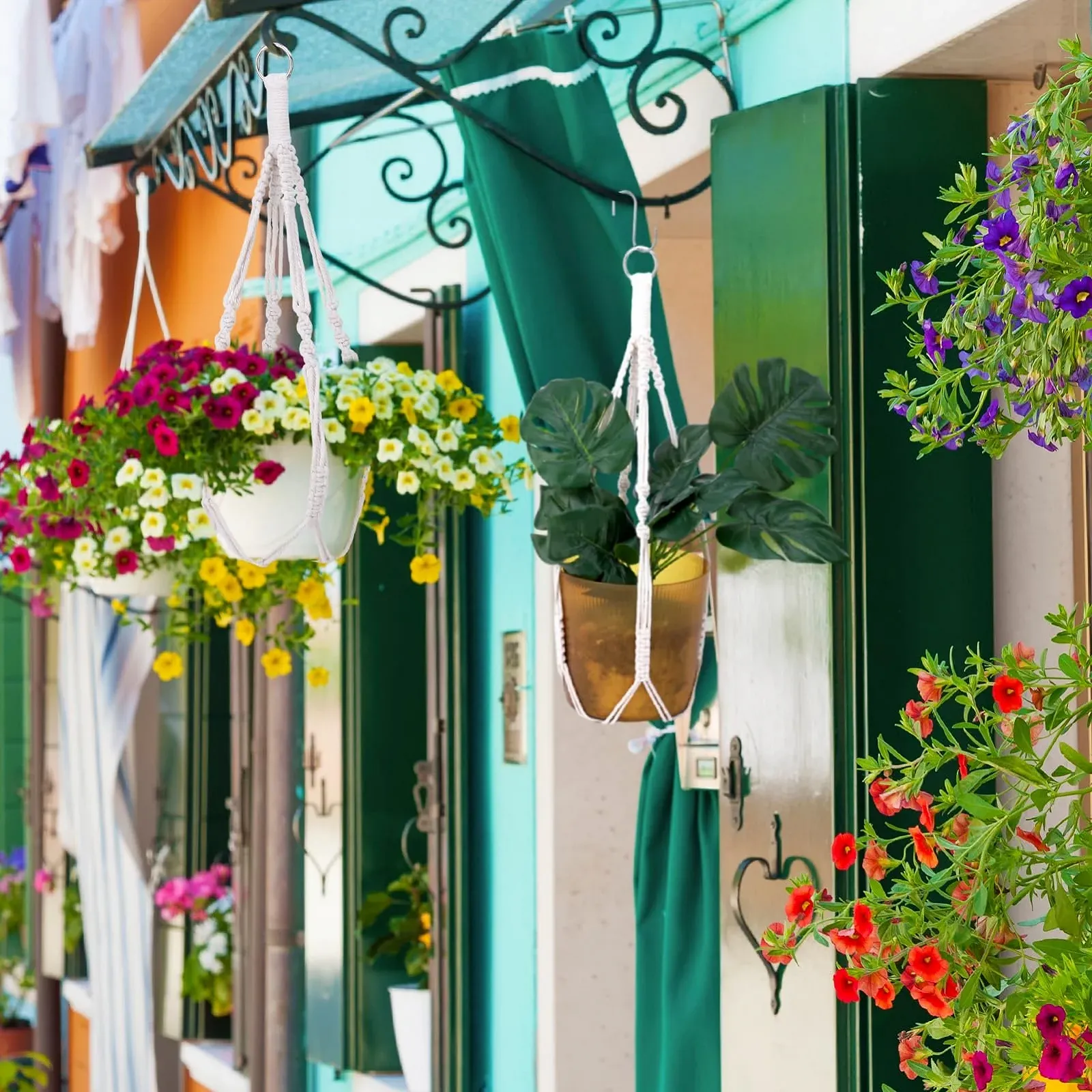 Підвісний кошик макраме Набір 2 шт. Бавовна 50 см, фото №7 Підвісний кошик макраме Набір 2 шт. Бавовна 50 см, фото №7