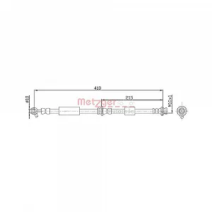 Гальмівний шланг METZGER 4112537 для NISSAN, передній міст справа - Фото 1