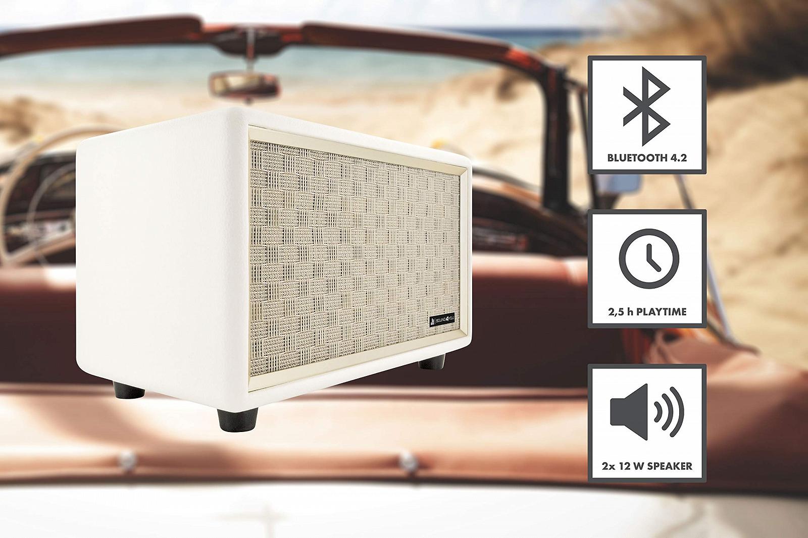 Колонка SCHWAIGER Retro 661712 Кожаный вид Деревянный корпус Белый, фото №2 Колонка SCHWAIGER Retro 661712 Кожаный вид Деревянный корпус Белый, фото №2