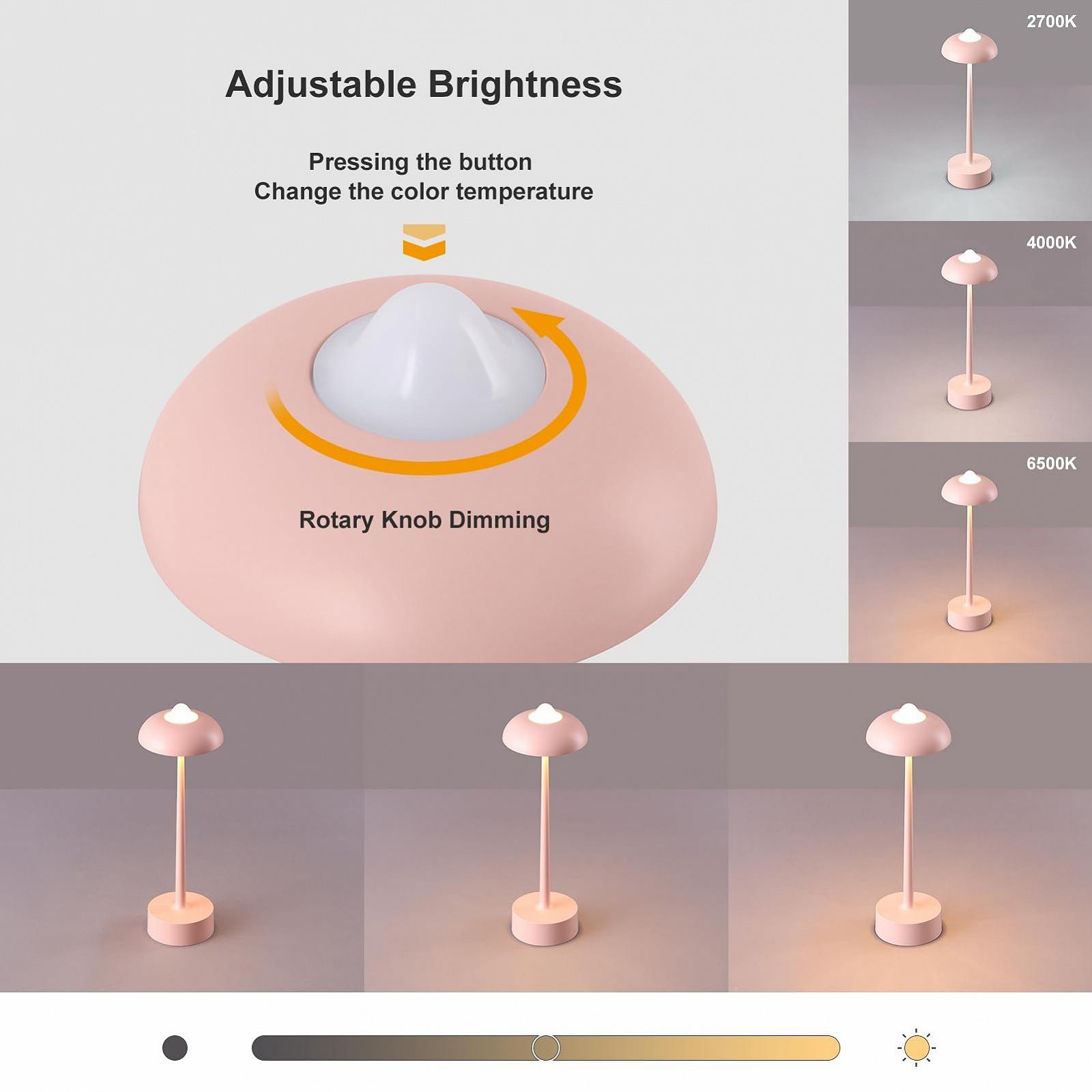 Настільна лампа DAWALIGHT акумуляторна LED сенсорна IP44 2700-6500K рожева, фото №4
