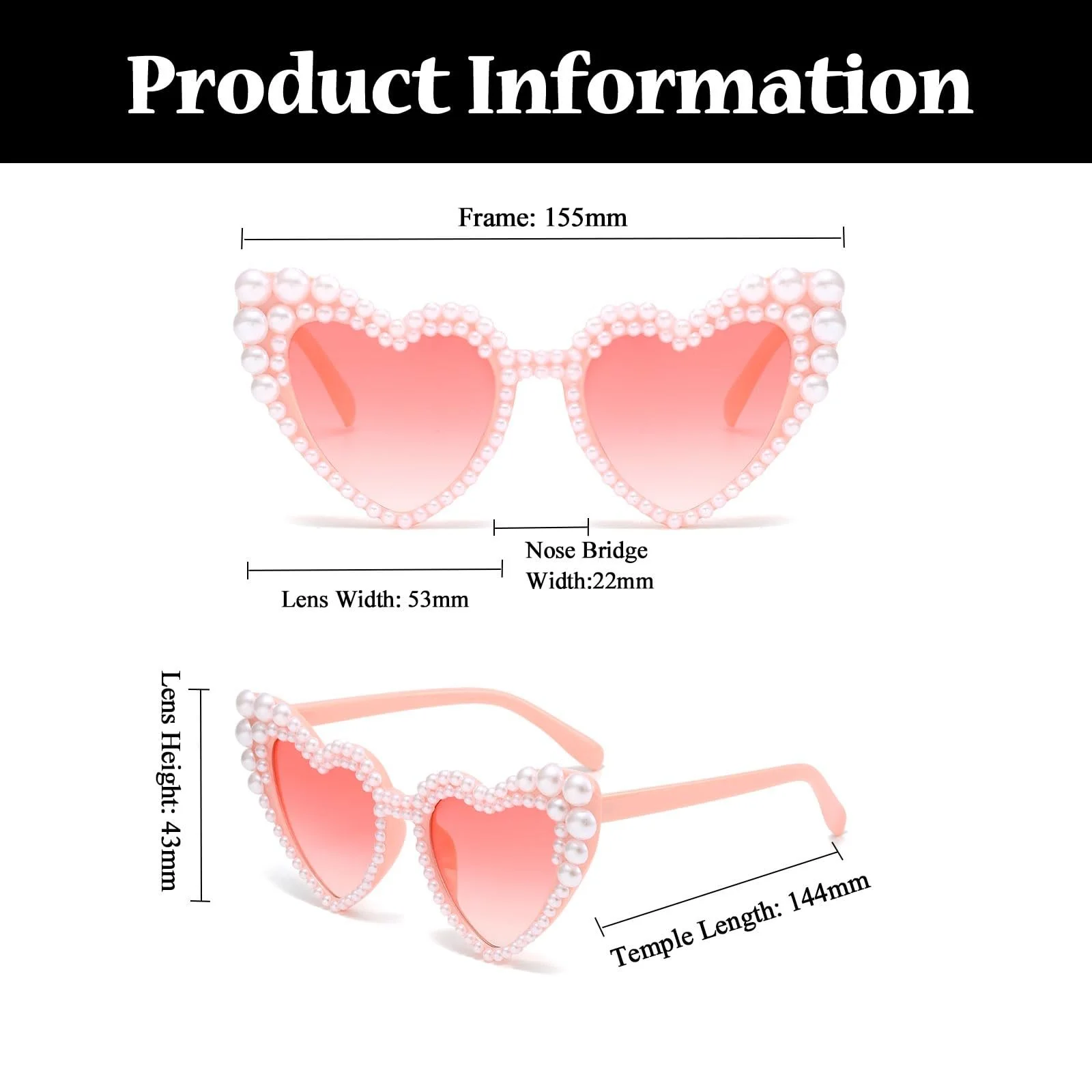 Сонцезахисні Окуляри Серце LJCZKA Ретро Намистини Перли UV Захист, фото №3 Сонцезахисні Окуляри Серце LJCZKA Ретро Намистини Перли UV Захист, фото №3
