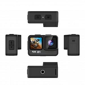 Екшн-камера Andoer Action Cam 4K 60FPS24MP WiFi Двохекранний сенсорний контроль 21 м герметичність з аксесуарами для кріплення synthetic.ua - Фото 1