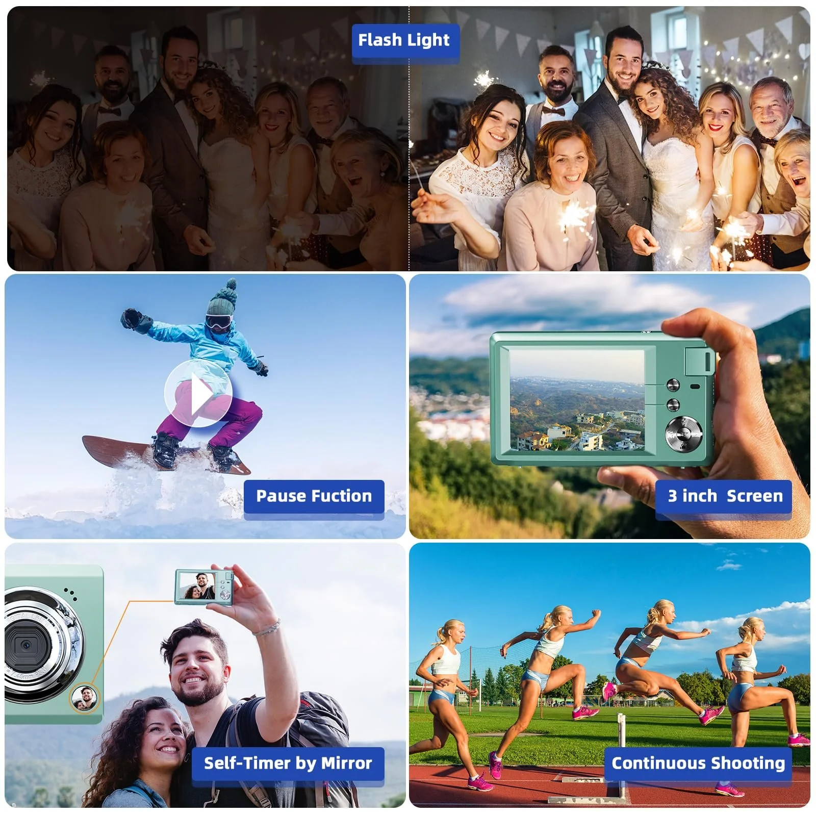 Цифрова камера CCN 48MP 1080P FHD 3,0-дюймовий екран 16X Digital Zoom Зелена, фото №5