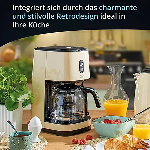 Капельная кофеварка KHG Retro KA-185 CE 1.5 л 12 чашек нержавеющая сталь/пластик кремовая synthetic.ua - Фото 1