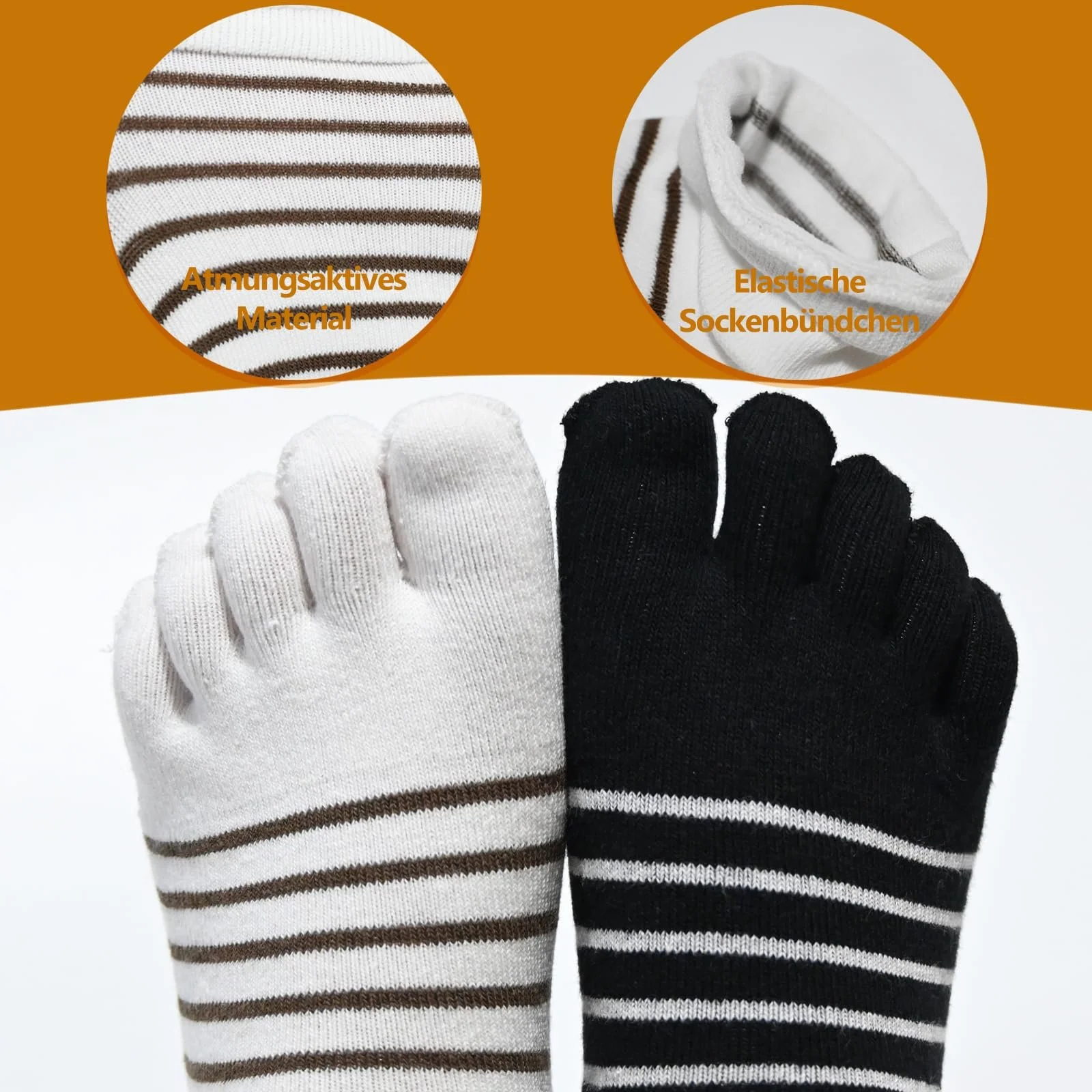 Шкарпетки з пальцями в смужку Жіночі 39-40, фото №2 Шкарпетки з пальцями в смужку Жіночі 39-40, фото №2