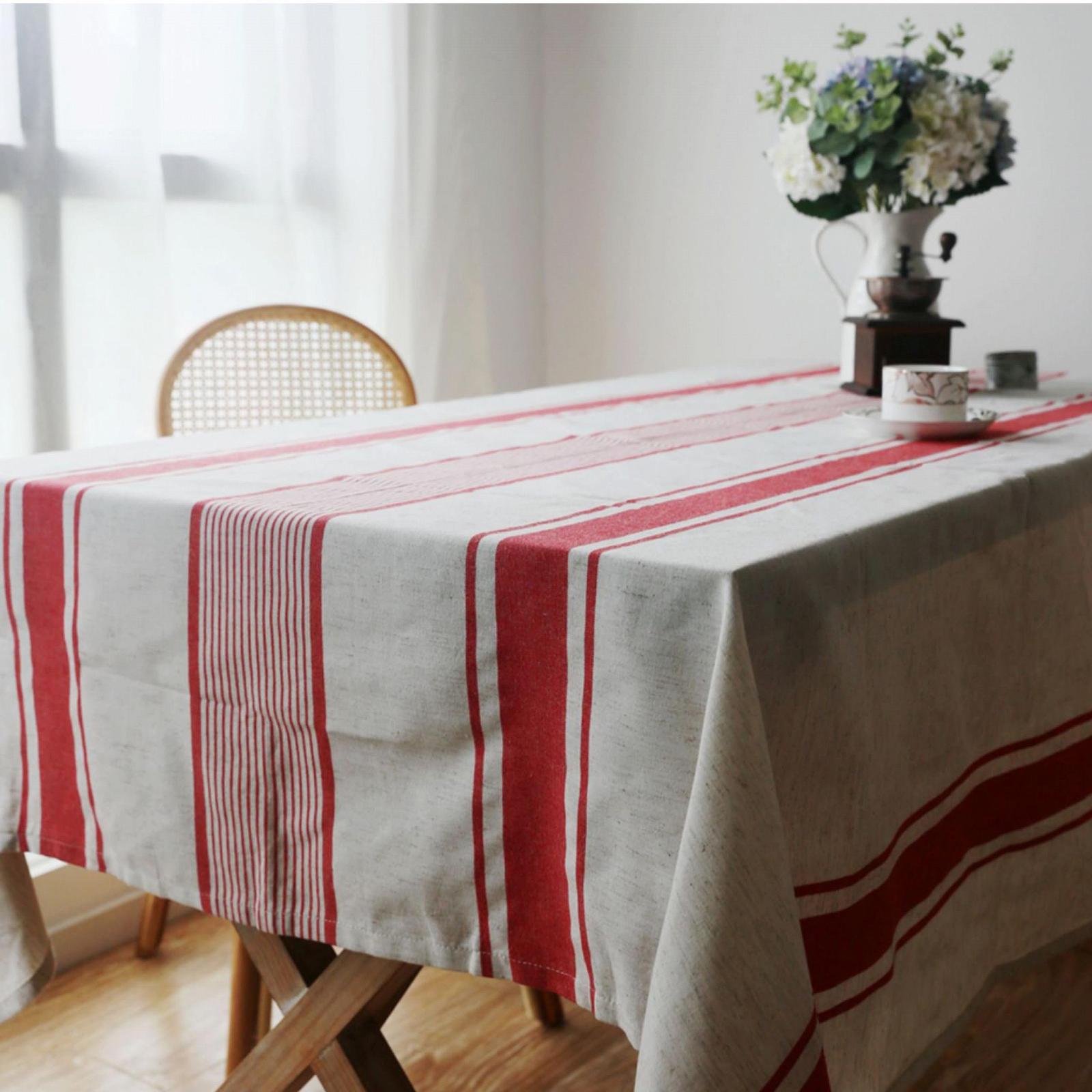 Скатертина Vintage French Red Striped бавовняна 56 x 71 дюйм Red, фото №3