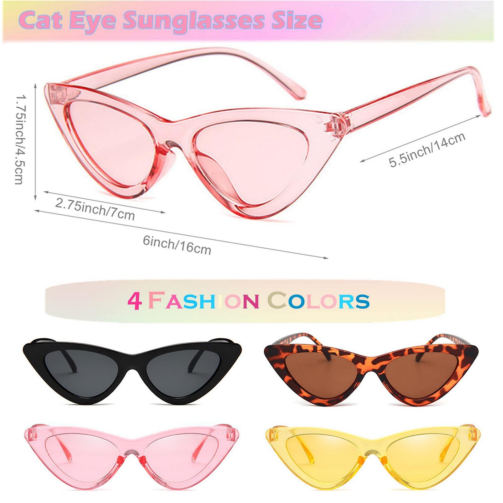 Солнцезащитные Очки Кошачий Глаз Unning Набор 4 Штуки Женские, Винтажные Солнцезащитные Очки Кошачий Глаз, Неоновые Забавные Очки для Женщин, фото №5