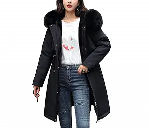 Жіноча зимова куртка пуховик, середньої довжини, корейська версія, парка з товстою підкладкою - Фото 1