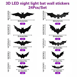 Наклейки на стіну Meleager Halloween Bat 3D світлодіодні Кажани 24 шт. synthetic.ua - Фото 1