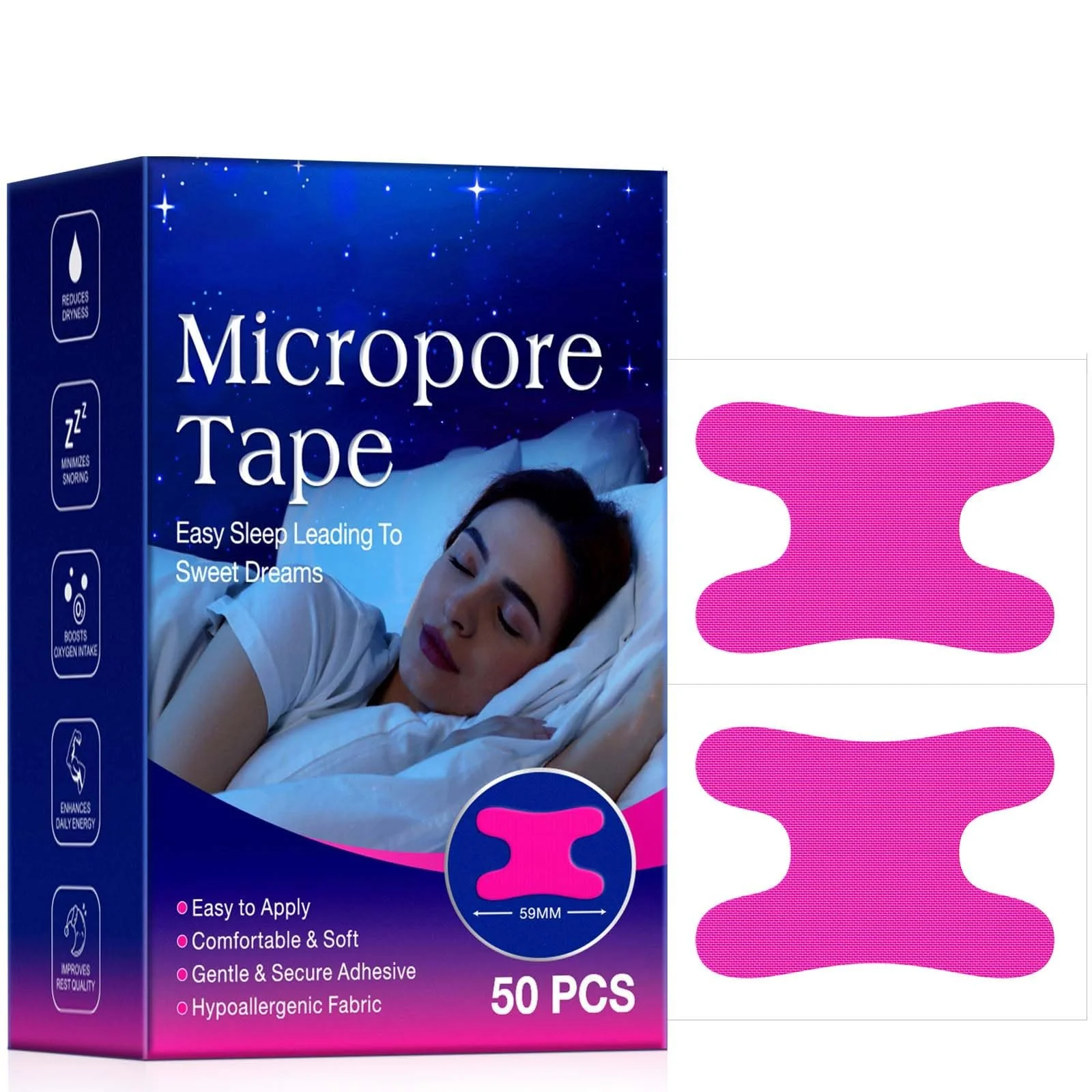 Смужки для сну для запобігання хропінню (50 шт.) для стимулювання дихання носом, фото №1
