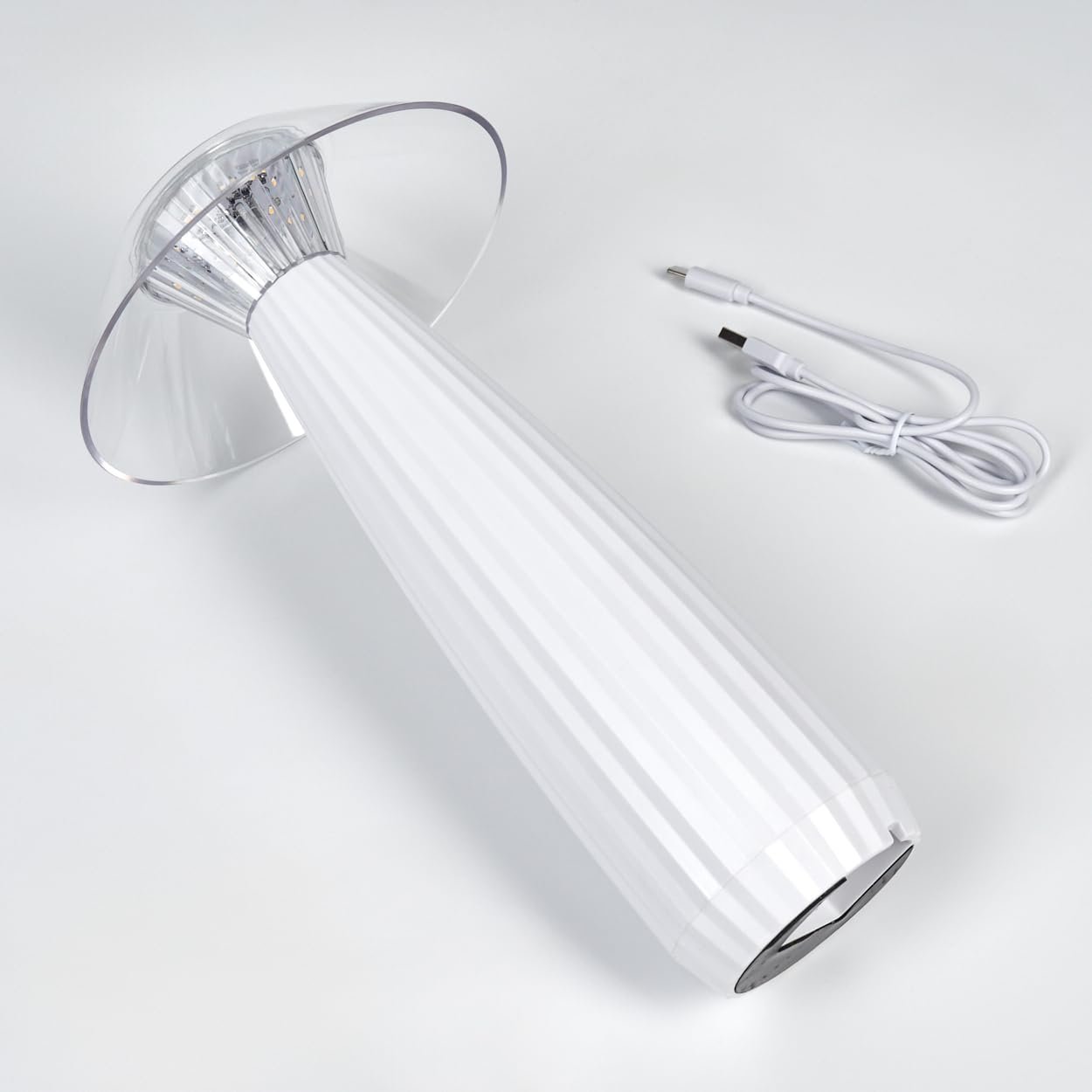 Світлодіодна настільна лампа HOFSTEIN Eryla Пластикова, Біла/Прозора, Акумуляторна, Сенсорний димер, 1 Вт, 100 лм, 3000 К, фото №6