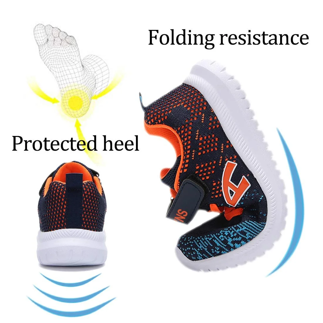 Спортивная обувь Детская Сетчатые дышащие кроссовки для бега Спортивные тренеры на липучках для походов в помещении для мальчиков, мужчин, детей 28-38, фото №5