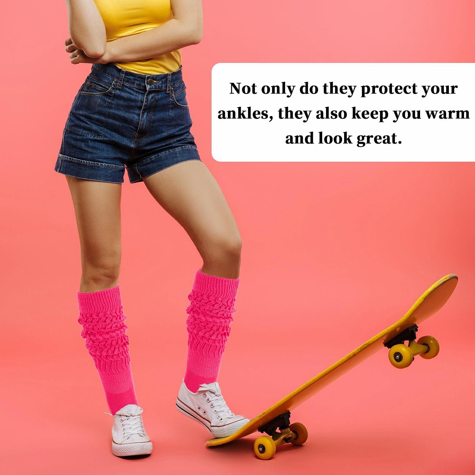 Женские носки Slouch, 3 пары неоновых носков, женские длинные термоноски, зеленые, фото №3