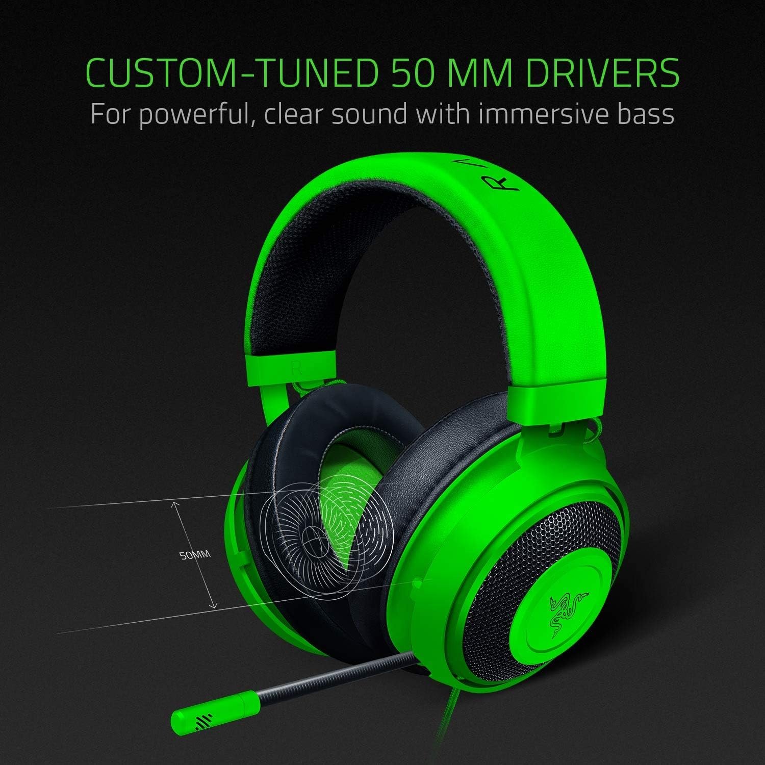 Геймерські дротові навушники Razer Kraken Multi-Platform / Green-Black (RZ04-02830200-R3M1), фото №5