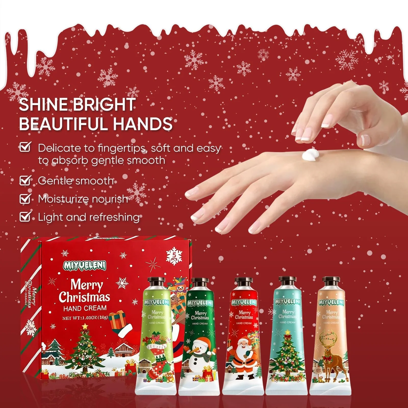 Набор кремов для рук Мини-набор кремов для рук 5 шт. Рождественские подарки. Рождественский крем для рук для очень сухой кожи рук для женщин, мужчин, семьи и друзей, фото №6 Набор кремов для рук Мини-набор кремов для рук 5 шт. Рождественские подарки. Рождественский крем для рук для очень сухой кожи рук для женщин, мужчин, семьи и друзей, фото №6