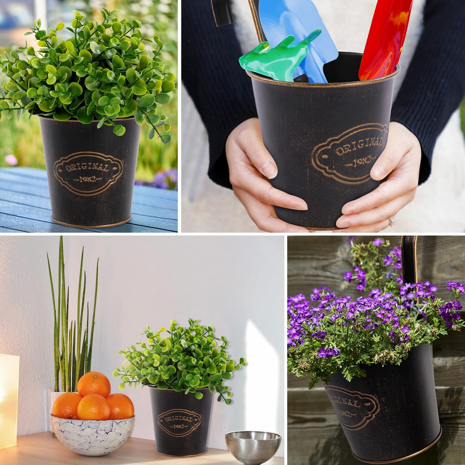 Підвісні горщики металеві балконні з дренажним отвором набір із 4 шт. вінтаж, фото №4 Підвісні горщики металеві балконні з дренажним отвором набір із 4 шт. вінтаж, фото №4