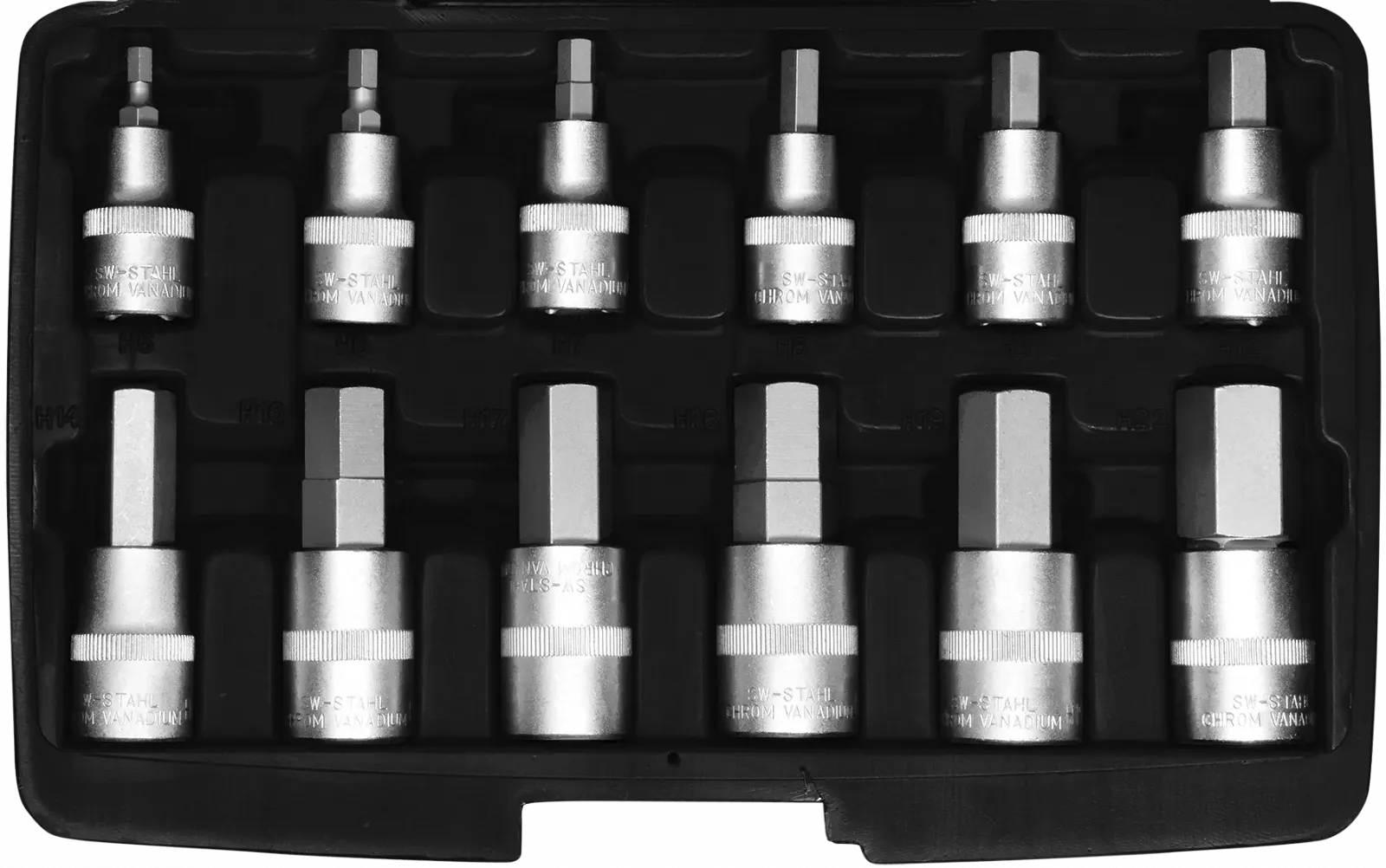 Набор головок-бит SW-STAHL 04950L 1/2" Hex 5-22 мм 12 предметов, фото №1