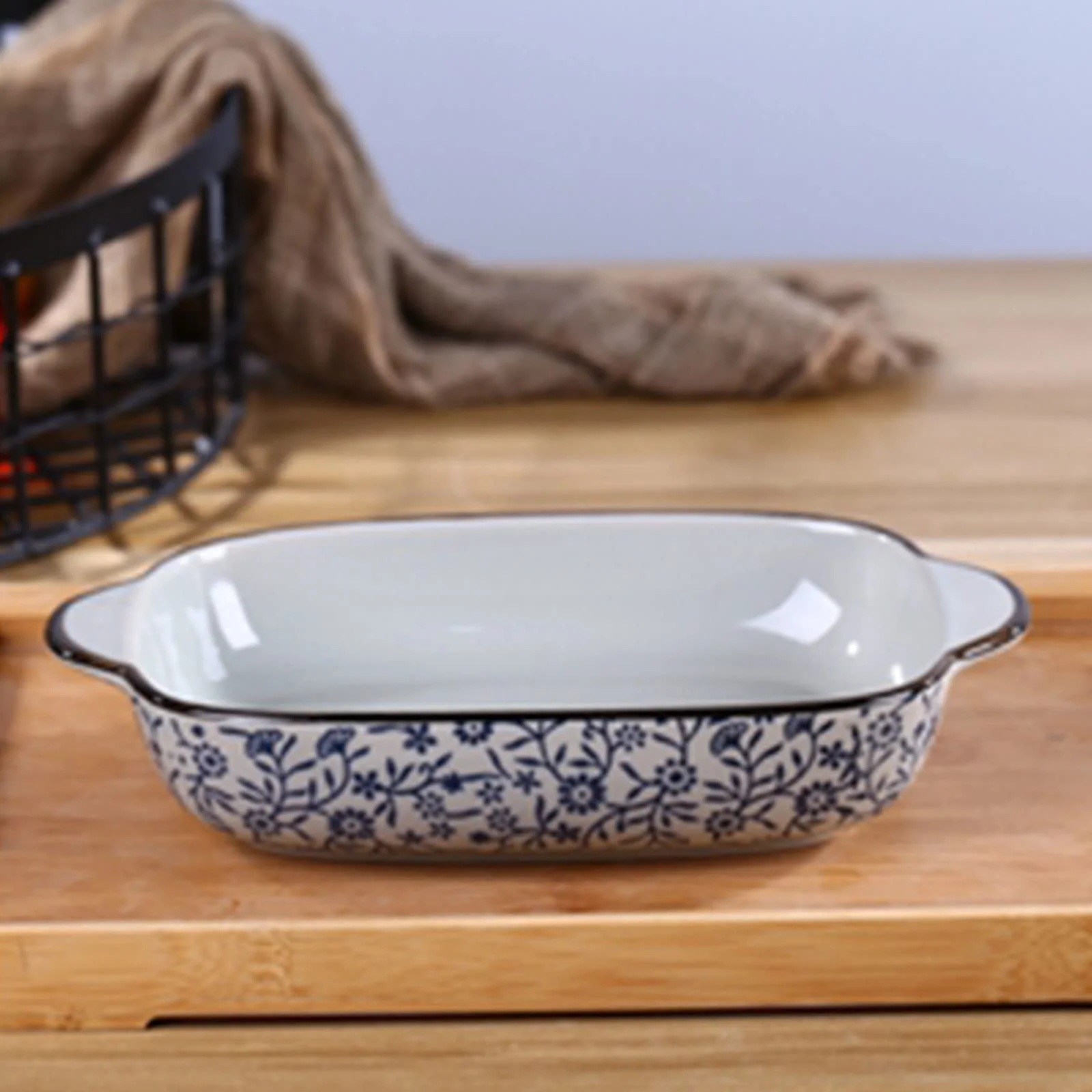 Форма для лазаньи Blue-B Керамическая Прямоугольная Глубокая Штабелируемая с ручкой 650 мл 23 oz Синяя, фото №2