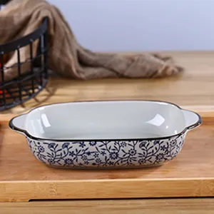 Форма для лазаньи Blue-B Керамическая Прямоугольная Глубокая Штабелируемая с ручкой 650 мл 23 oz Синяя synthetic.ua - Фото 1