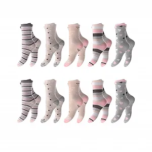 Шкарпетки Жіночі Морський Дизайн Якір, Серця, Смужки, Крапки та Квіти Бавовна з Еластаном, 10 пар - Фото 1