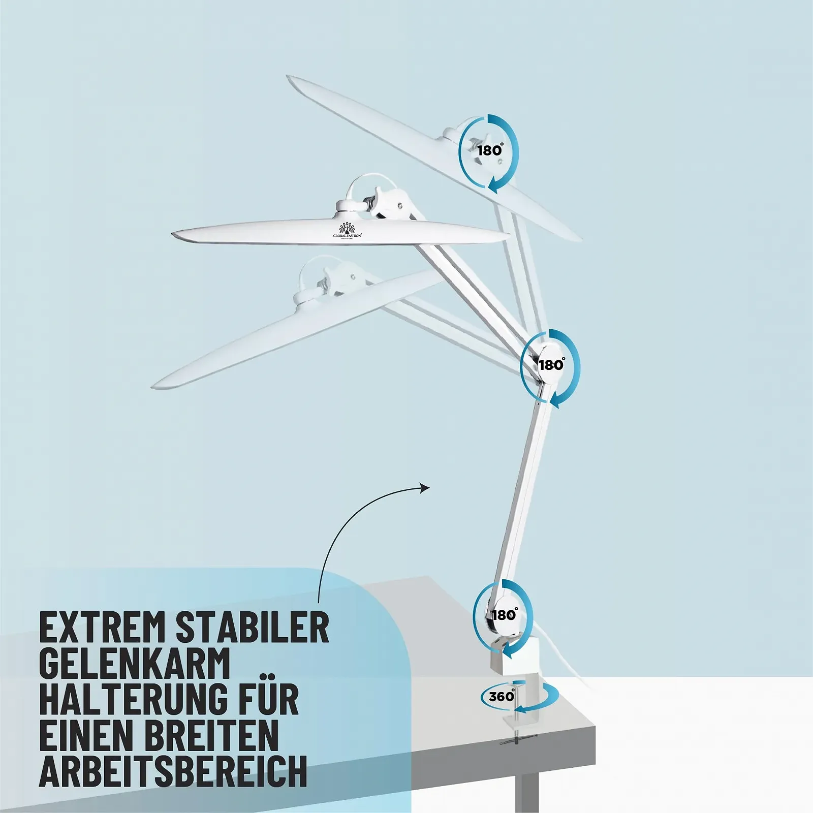 Настольная лампа Global Fashion LED Black регулируемая, с регулировкой яркости, на зажиме, 24 Вт., фото №2