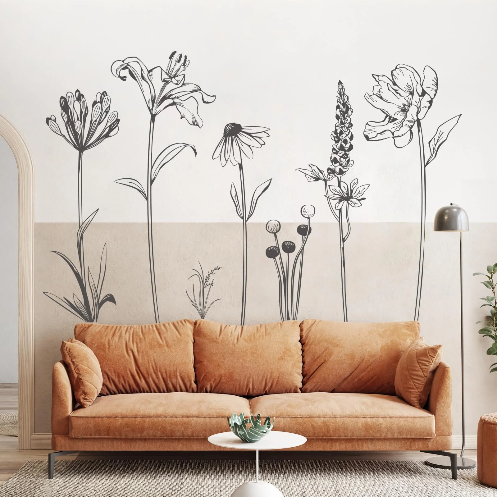 Наклейка на стіну Supzone XXL Квіти Мінімалізм Чорна, фото №3
